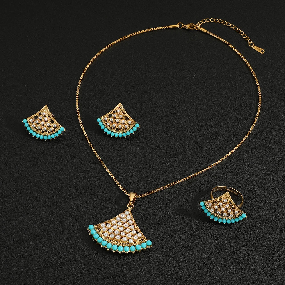 necklace earrings ring Stainless steel 3pcs jewelry set