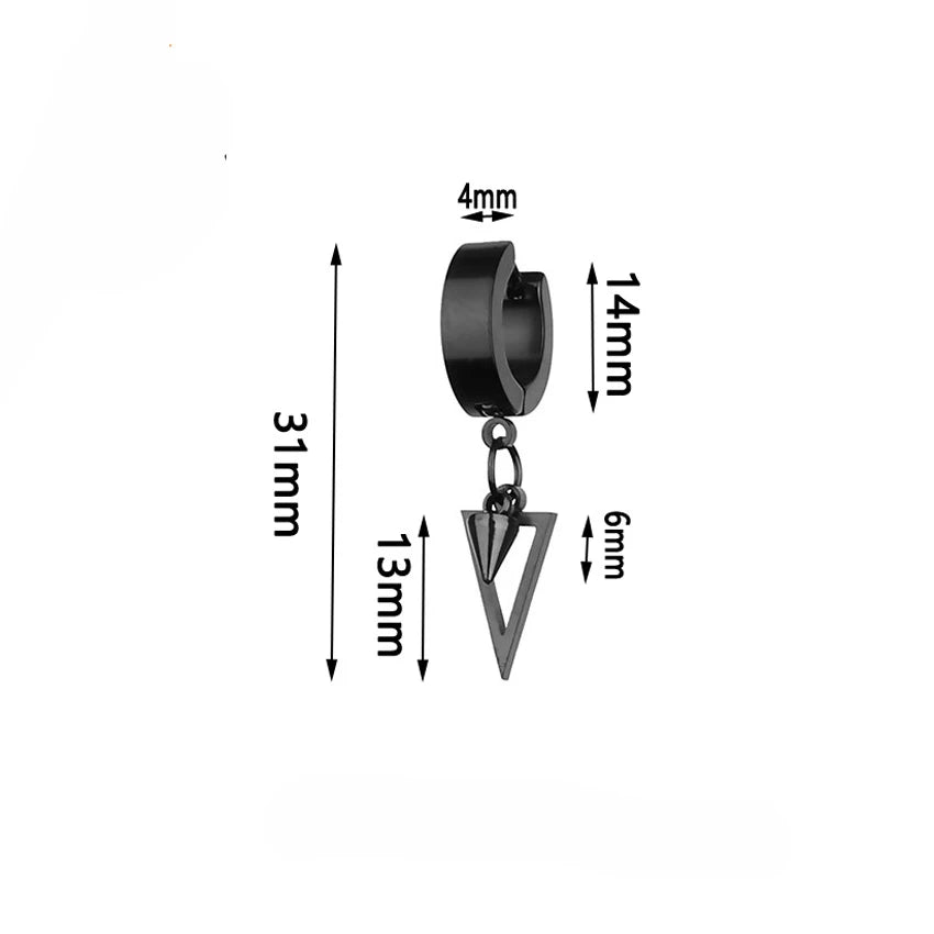 1 Pair Unisex Punk Drop Earrings, Stainless Steel Geometric Triangle Spike Cone Earring