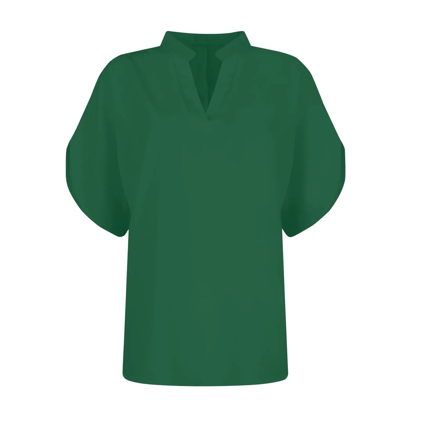 Summer Tops For Women Blouse Short Sleeve Solid V Neck Loose Shirts And Blouses Elegant Tops
