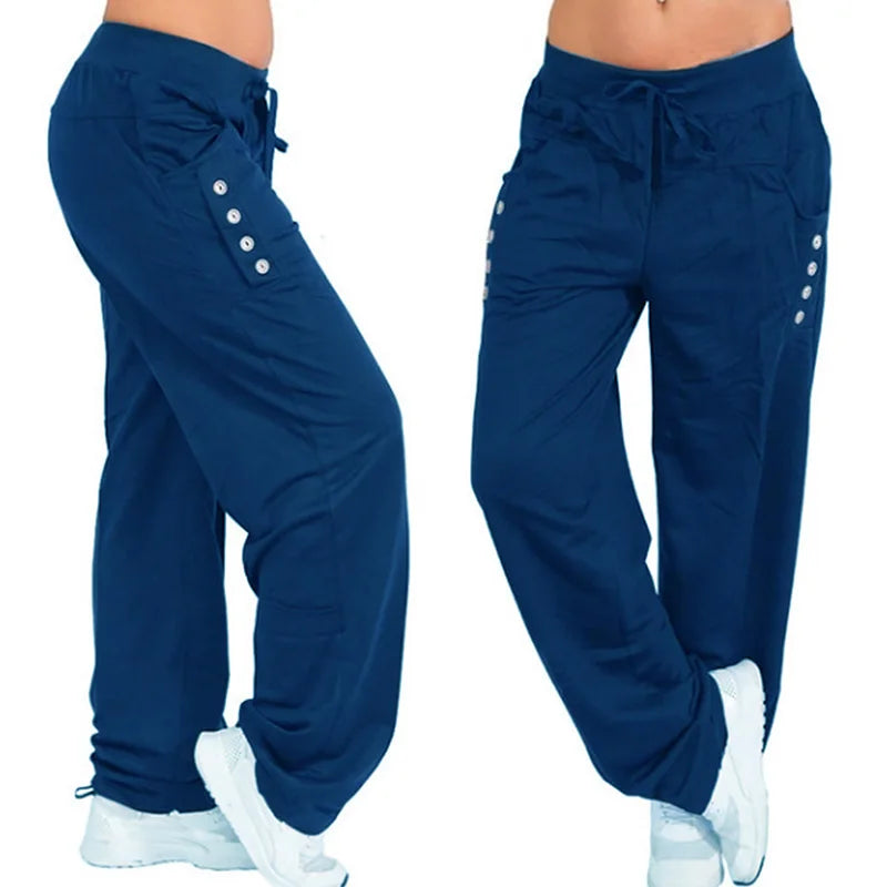 Casual Joggers Women's Hip Hop High Waist Baggy Sweatpants Running Jogging Sports Pants, Casual Streetwear