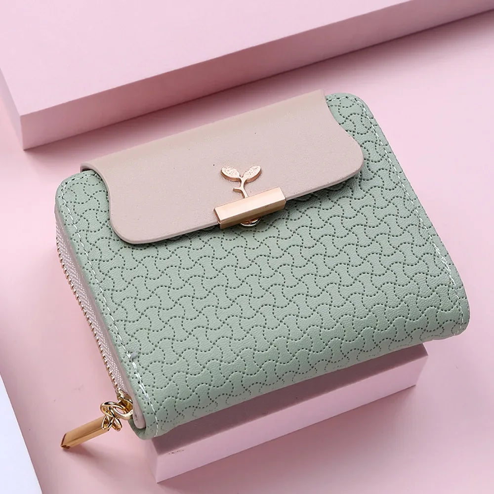 Ladies Wallets Leaf Hasp Clutch Brand Designed Mini Coin Purse