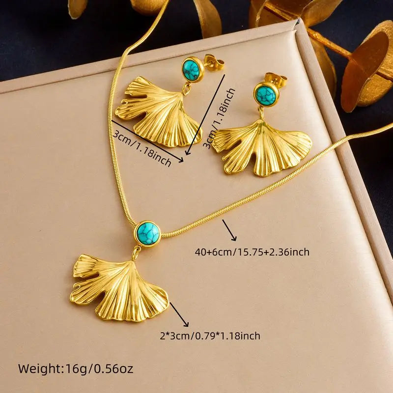 Stainless Steel White Rhinestone Flower Pendant Necklace Earrings For Women Girl Light Luxury Jewelry Set Gifts
