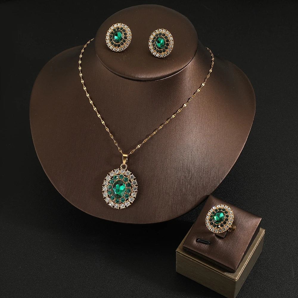 necklace earrings ring Stainless steel 3pcs jewelry set