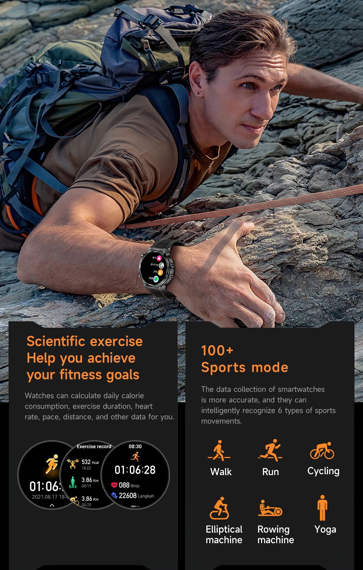 Smart Watch Men 800mAh Ultra Long Battery Life Waterproof Outdoor Sport Watches Bluetooth Call Military Smartwatch 2025