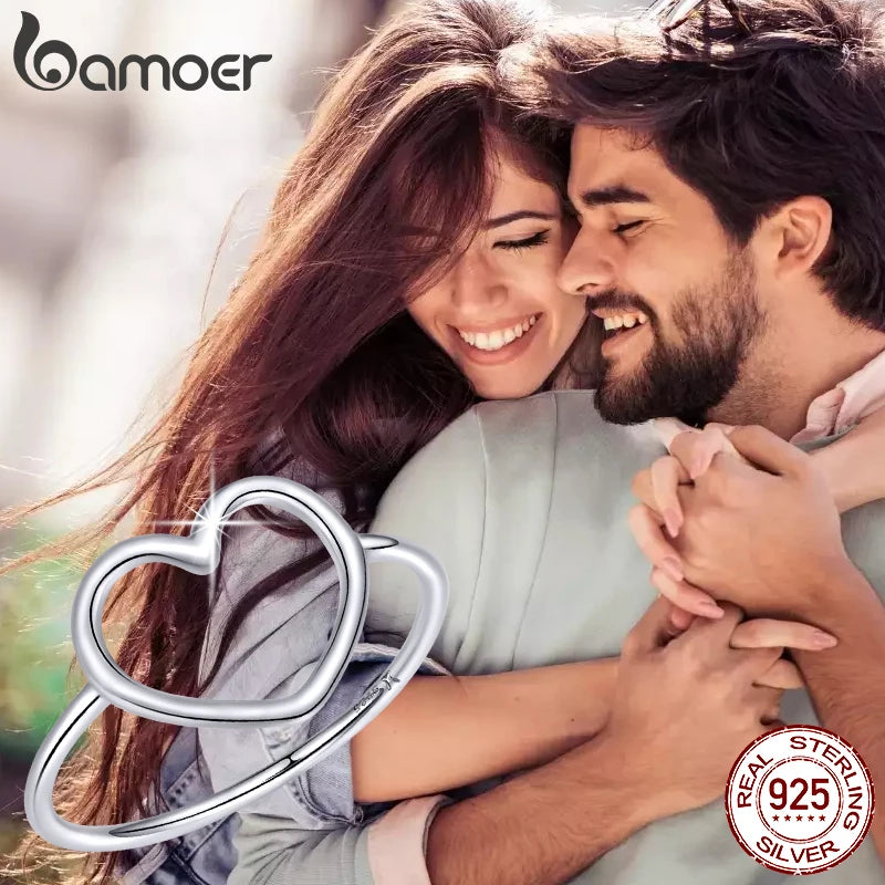 925 Sterling Silver Minimalist Heart Finger Rings for Women