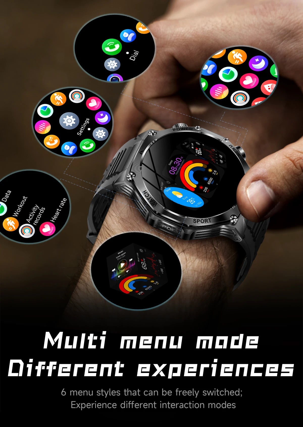 Smart Watch Men 800mAh Ultra Long Battery Life Waterproof Outdoor Sport Watches Bluetooth Call Military Smartwatch 2025