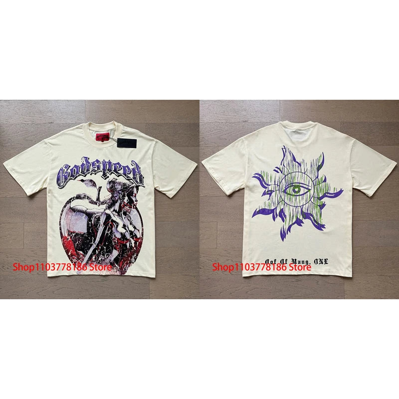 New GOD SPEED T-shirt Pop Fashion Print Streetwear Crewneck