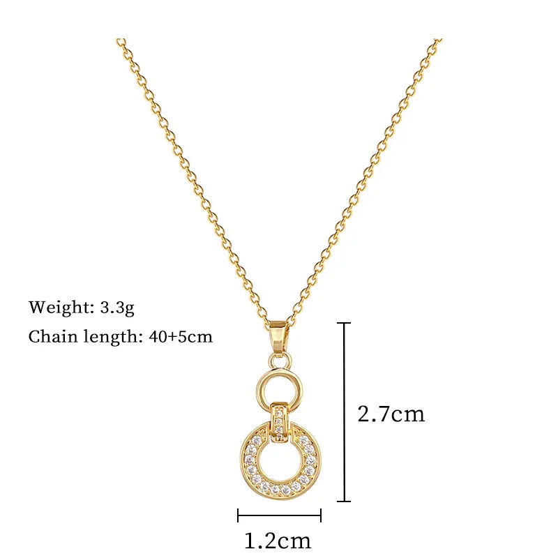 Fashionable Double-ring 8-character Light Luxury style Necklace, Exquisite and Versatile Clavicle Chain Jewelry Set