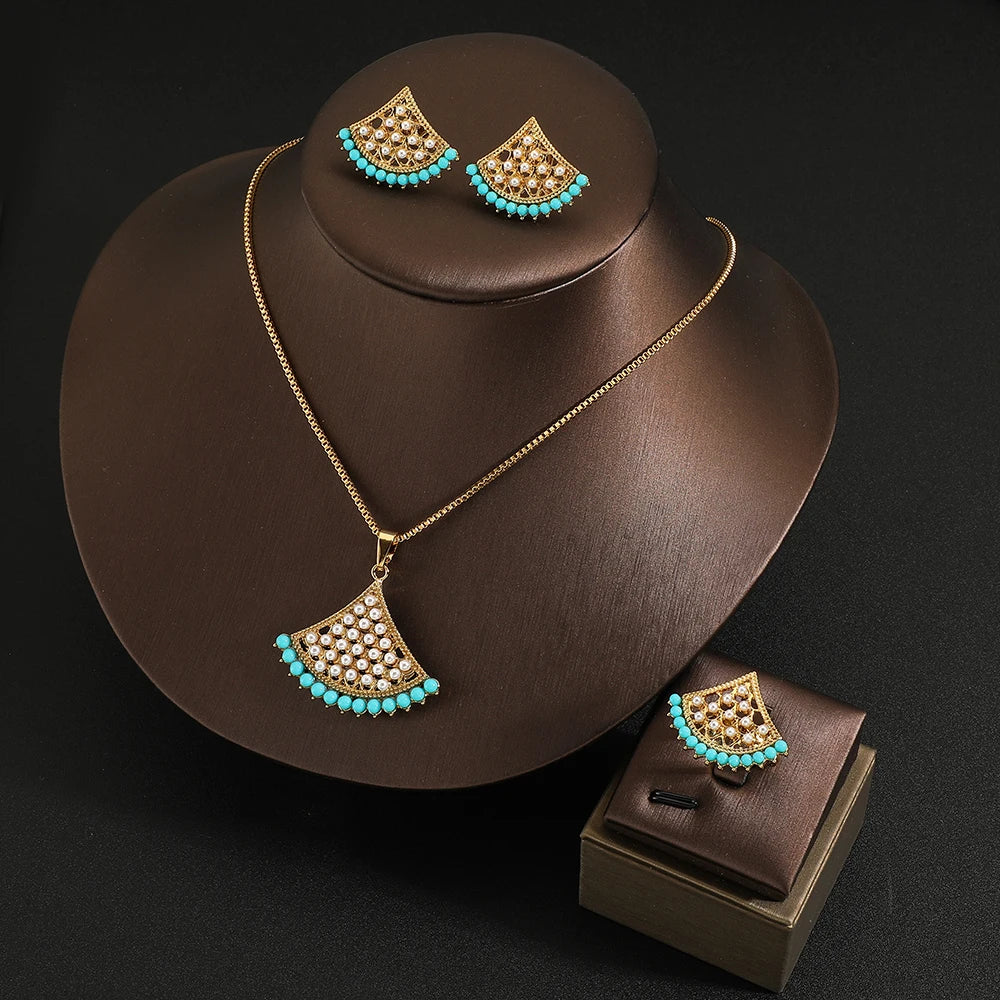 necklace earrings ring Stainless steel 3pcs jewelry set