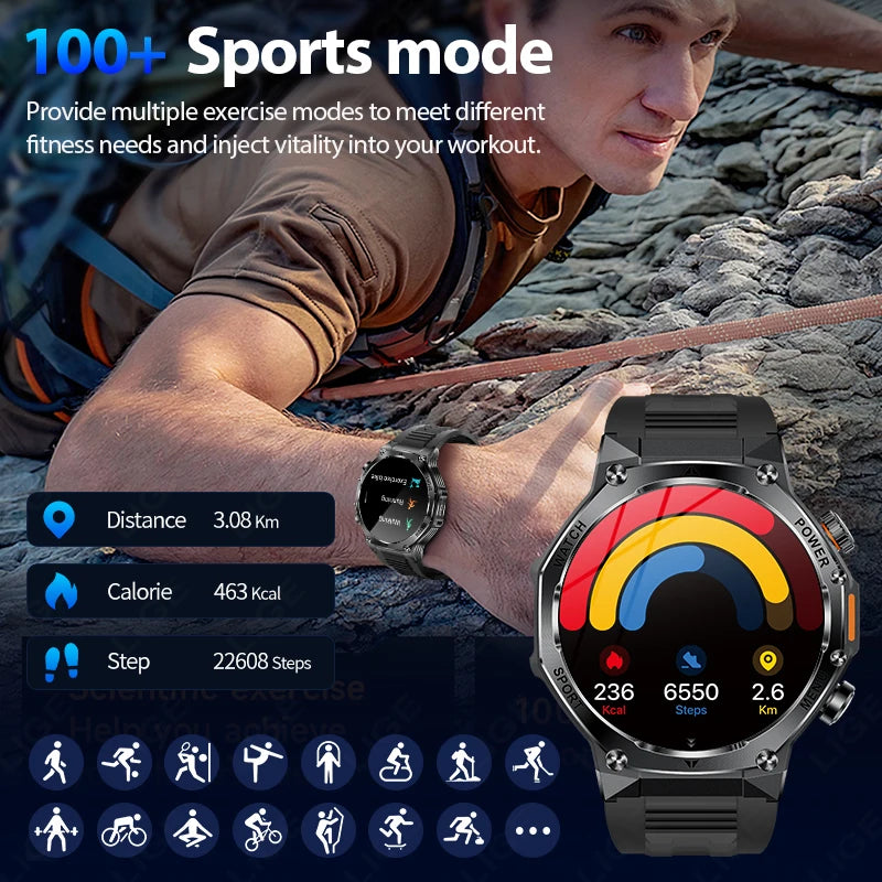 Smart Watch Men 800mAh Ultra Long Battery Life Waterproof Outdoor Sport Watches Bluetooth Call Military Smartwatch 2025