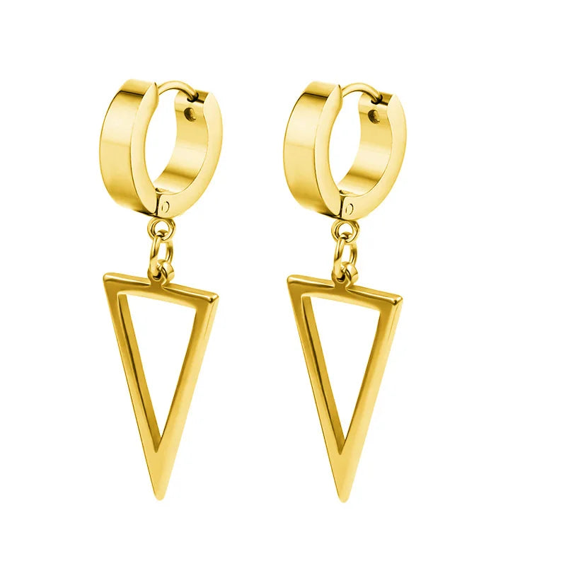 1 Pair Unisex Punk Drop Earrings, Stainless Steel Geometric Triangle Spike Cone Earring