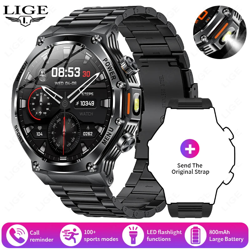Smart Watch Men 800mAh Ultra Long Battery Life Waterproof Outdoor Sport Watches Bluetooth Call Military Smartwatch 2025