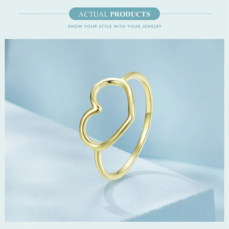 925 Sterling Silver Minimalist Heart Finger Rings for Women