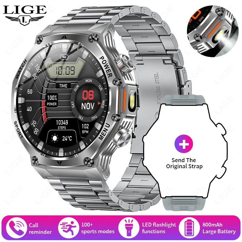 Smart Watch Men 800mAh Ultra Long Battery Life Waterproof Outdoor Sport Watches Bluetooth Call Military Smartwatch 2025