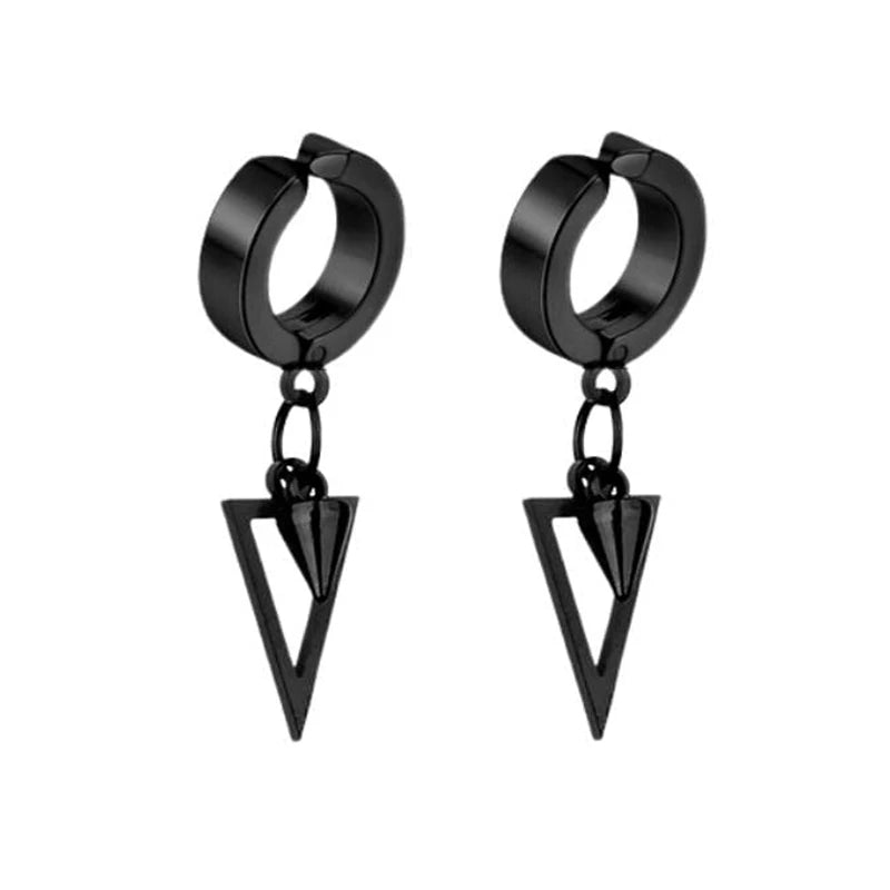 1 Pair Unisex Punk Drop Earrings, Stainless Steel Geometric Triangle Spike Cone Earring