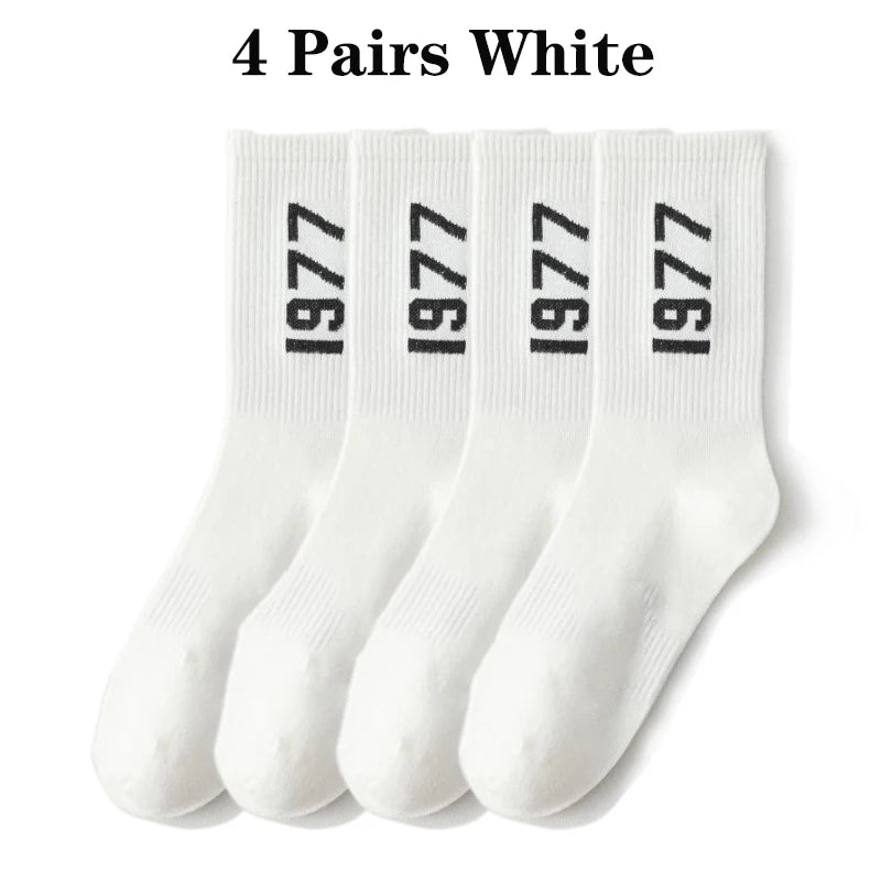4 Pairs Hip Hop Socks Men & Women Cotton Skateboard Socks, Breathable Sports Luxury Socks 38-45