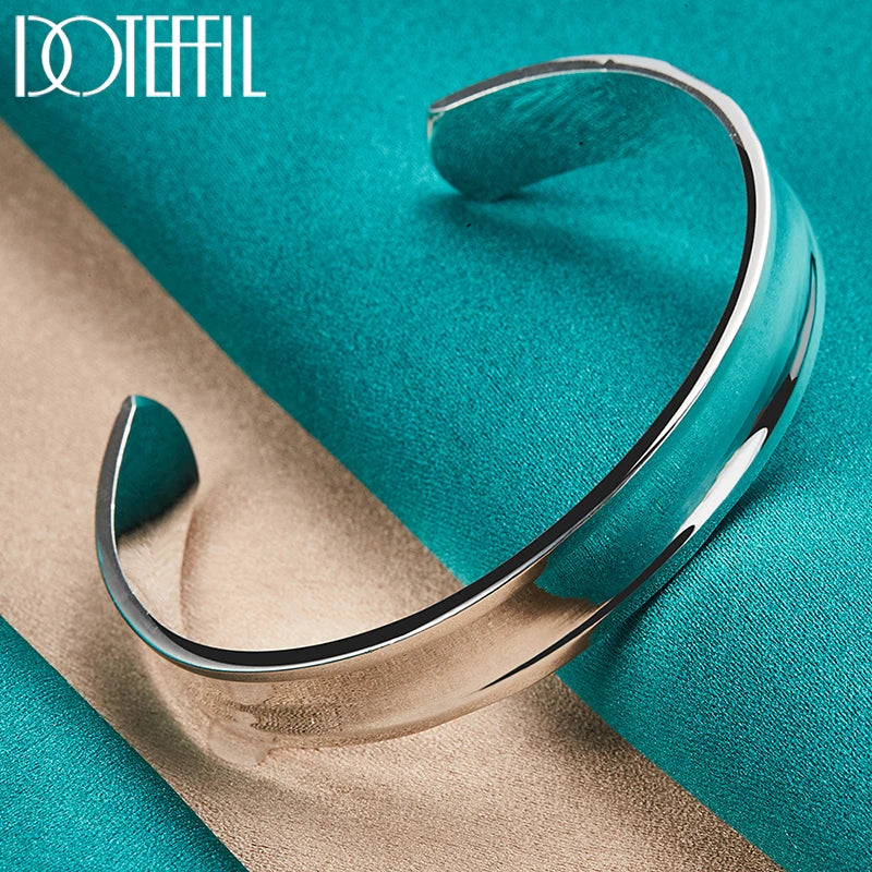 925 Sterling Silver 8mm1 2mm Smooth Bangle Bracelet Set For Women/men