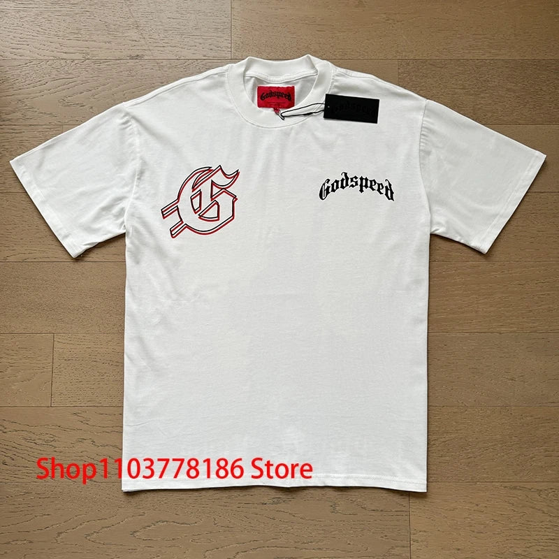 New GOD SPEED T-shirt Pop Fashion Print Streetwear Crewneck