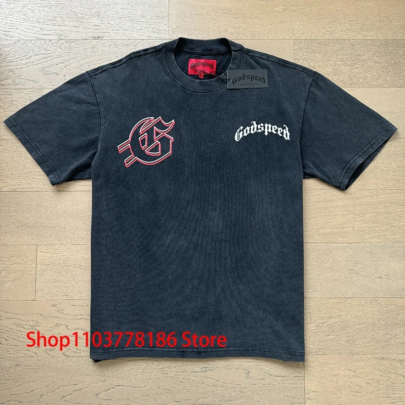 New GOD SPEED T-shirt Pop Fashion Print Streetwear Crewneck