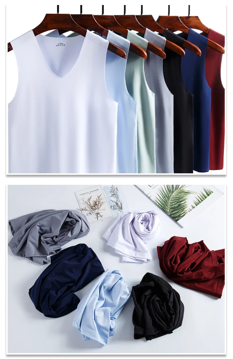 Summer Plus Size Men Clothing Tank Tops Sleeveless bottoming Fitness Men Vest, breathable sports undershirt