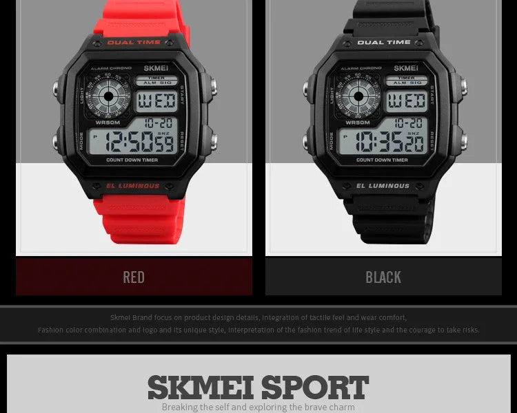 Fashion Men PU Strap Multi function Waterproof Watches Alarm Male Digital Sport Watch