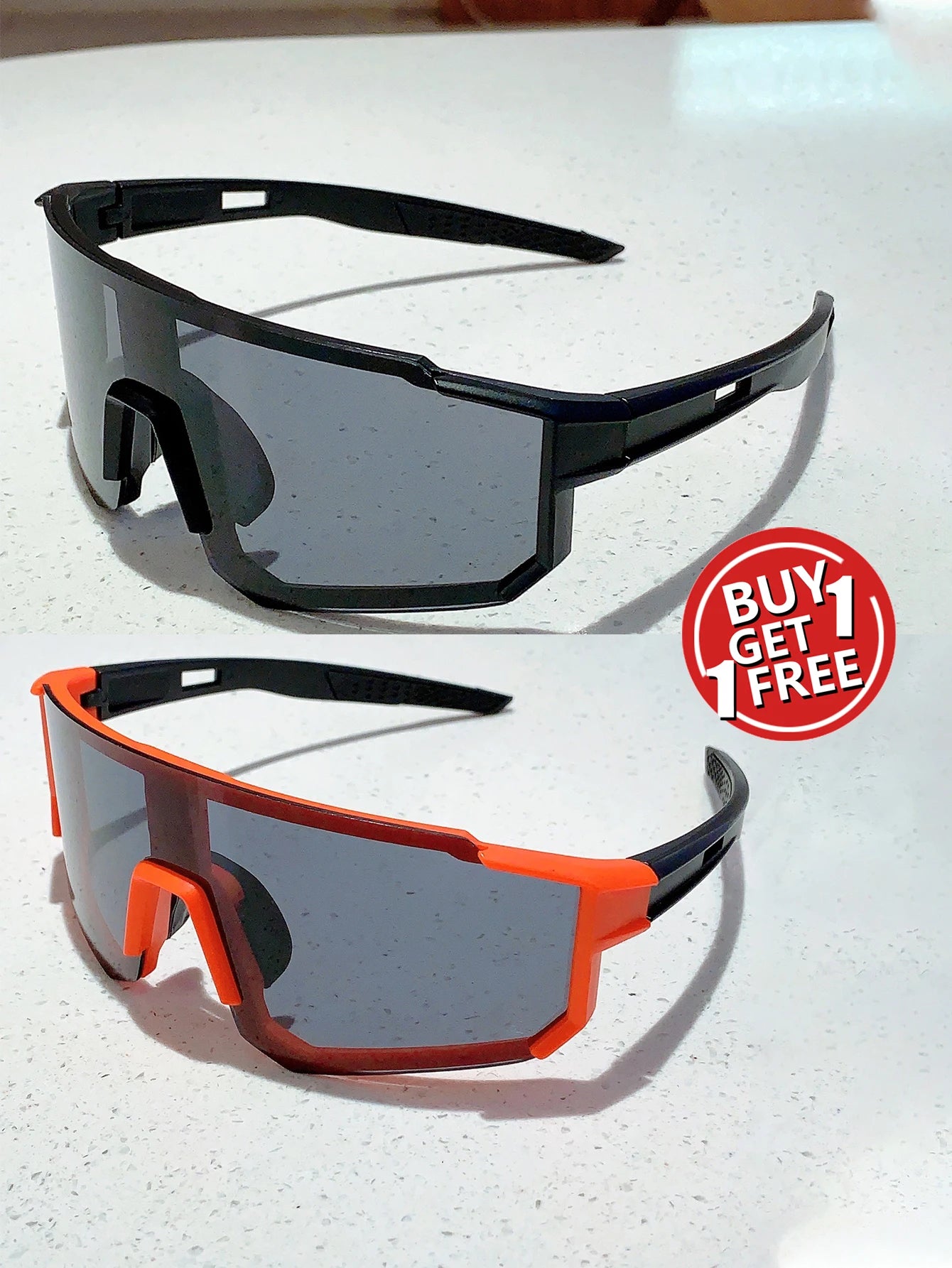 Trendy Cycling Goggles Oversized Decor, Sports Anti UV Sunglasses for Men & Women