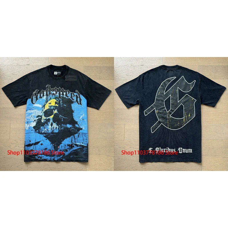 New GOD SPEED T-shirt Pop Fashion Print Streetwear Crewneck