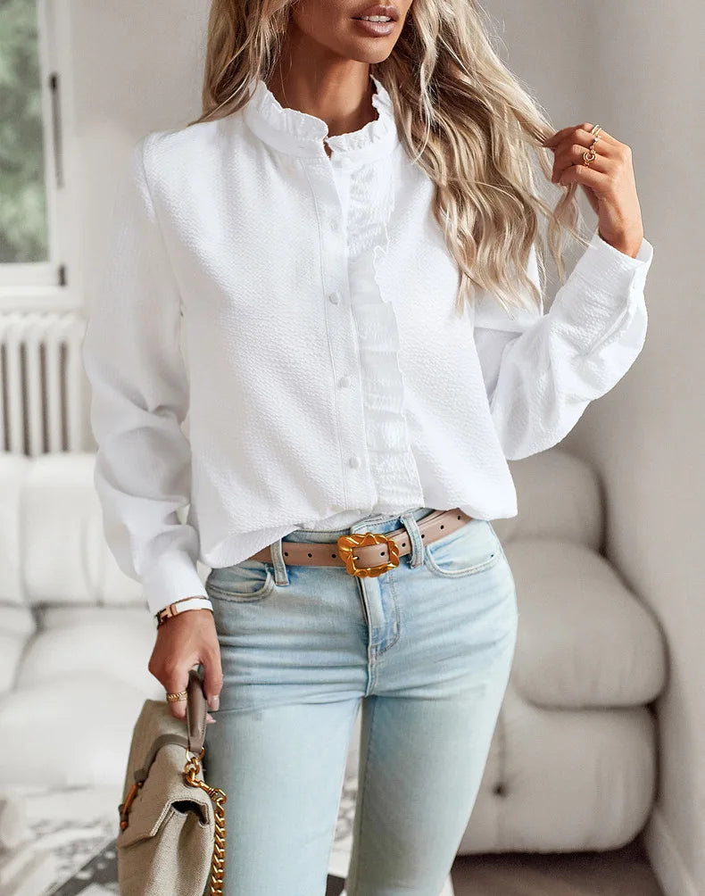 Women Elegant Office Shirt,Long Sleeve Top Causal Comfort Simple Shirt,Shirts & Blouses