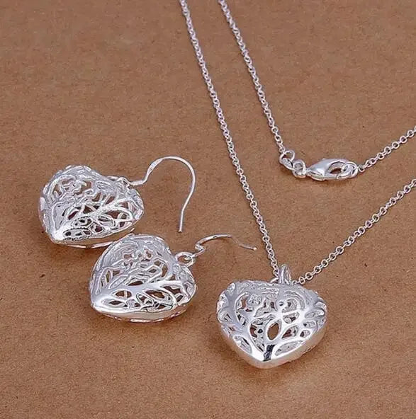 925 Sterling Silver Jewelry Fashion Pretty Pendant Necklace Earring for Women