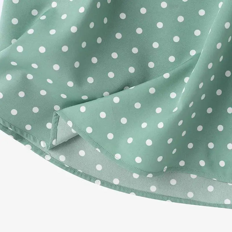 Woman Casual Polka Dots Printed Blouse Fashion Holiday Shirt Half Sleeve O-Neck Tunic Tops