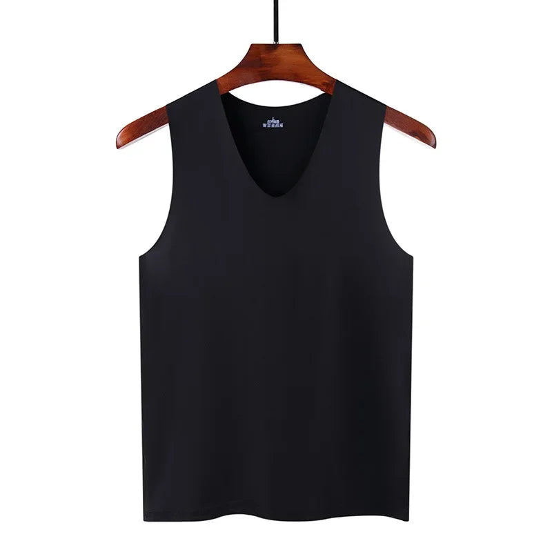 Summer Plus Size Men Clothing Tank Tops Sleeveless bottoming Fitness Men Vest, breathable sports undershirt