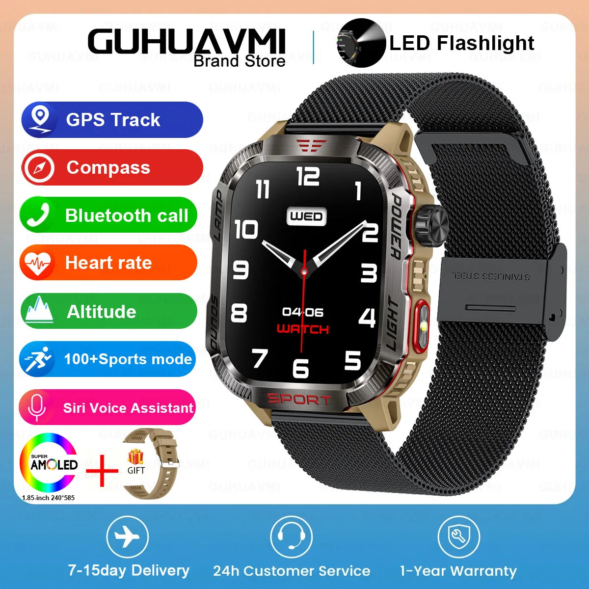 2024 New GPS Outdoor Professional Sports Smart Watch Men Women Heart Rate BT Call 3ATM Waterproof Swimming Fitness Smartwatches