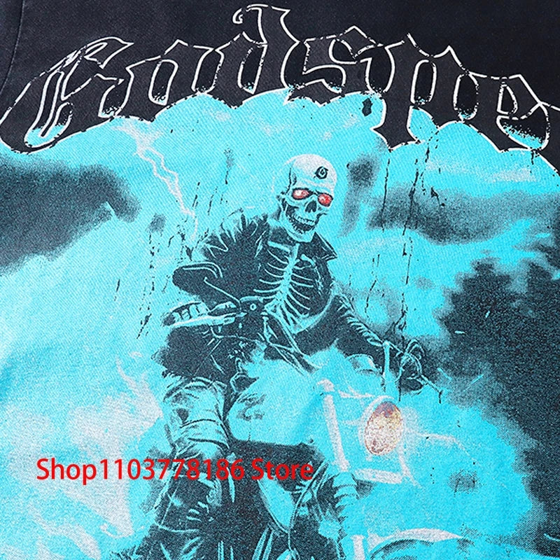 New GOD SPEED T-shirt Pop Fashion Print Streetwear Crewneck