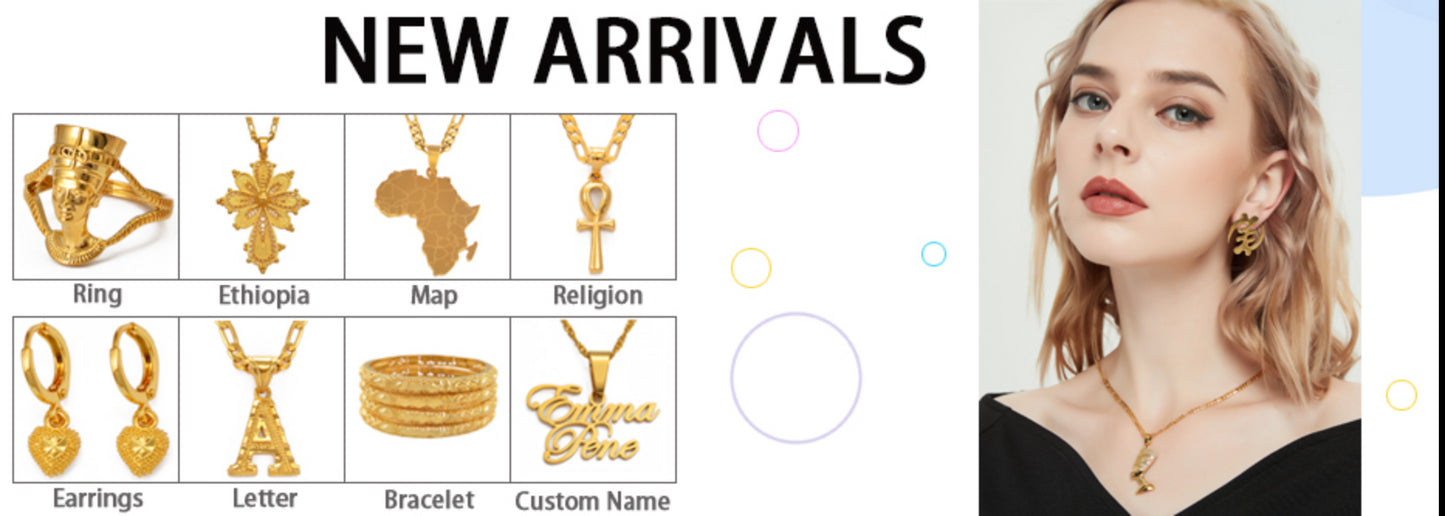 Anniyo Small Coin Jewelry Set for Girls,Necklace Earring Bracelet Ring Gold plated