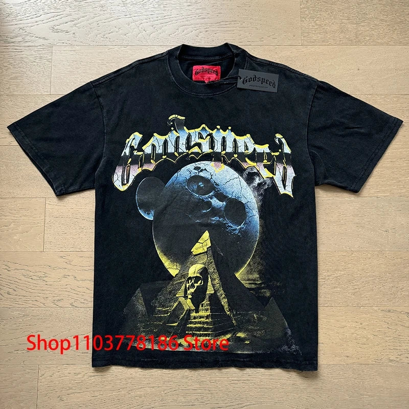 New GOD SPEED T-shirt Pop Fashion Print Streetwear Crewneck
