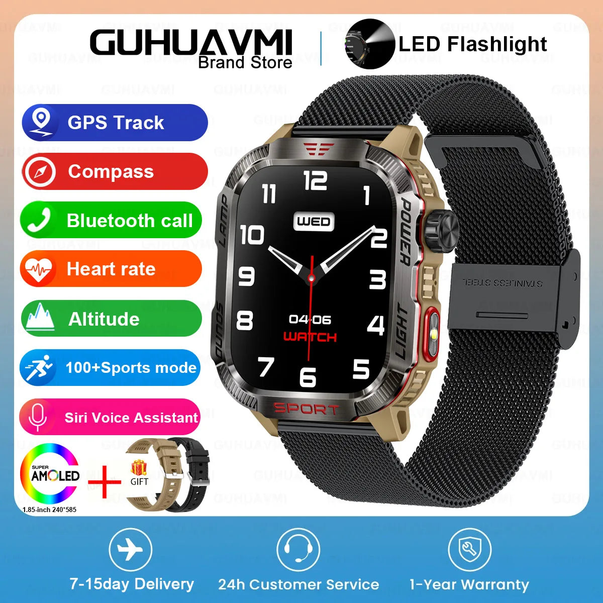 2024 New GPS Outdoor Professional Sports Smart Watch Men Women Heart Rate BT Call 3ATM Waterproof Swimming Fitness Smartwatches
