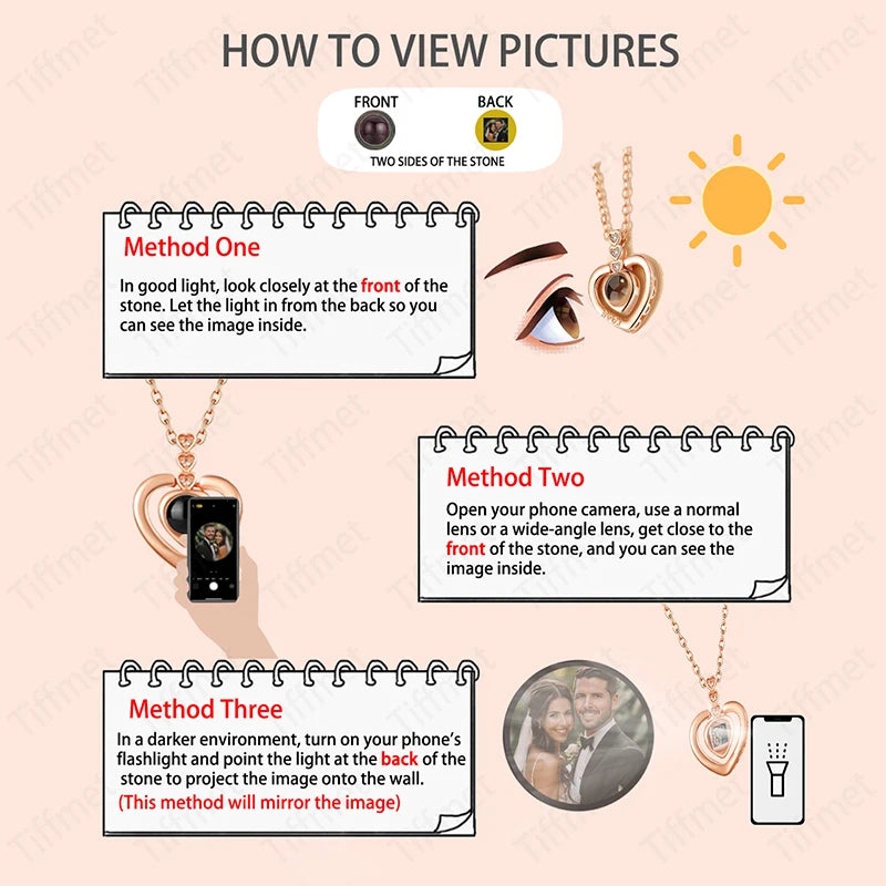 Custom Color Photo Projection Necklace Dog Paw Copper Pendant Titanium Steel Chain
