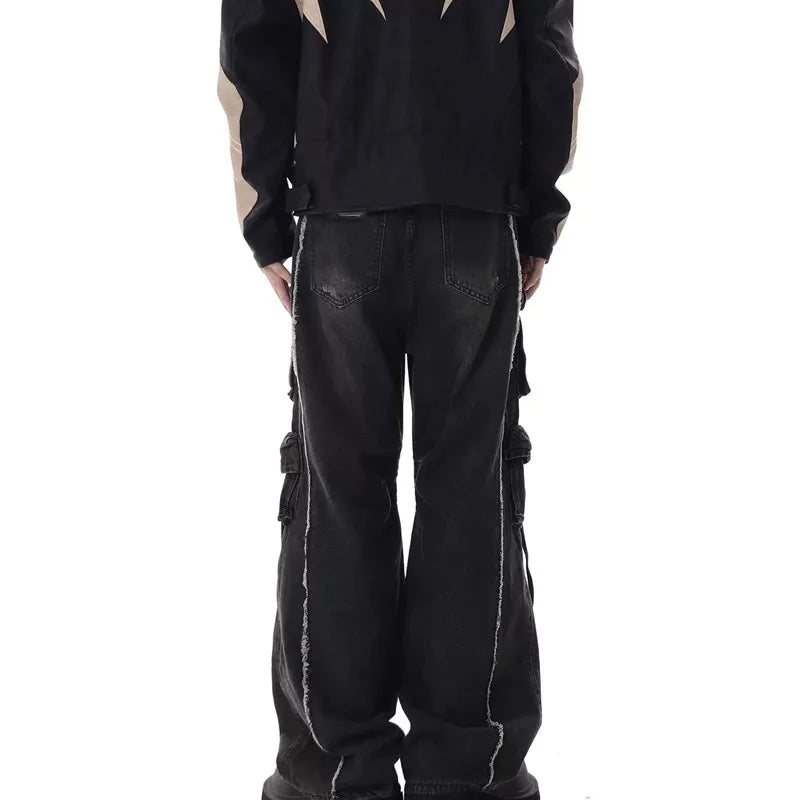 2025 Cyber Y2K Streetwear Multi Pockets Wide Leg Hip Hop Trousers