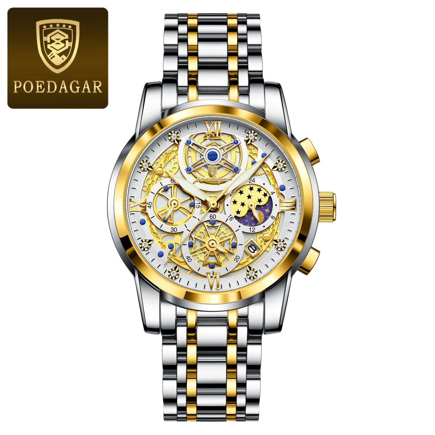 Fashion Men Watch Waterproof Luminous Date Man Wristwatch Stainless Steel Chronograph Quartz Men's Watches