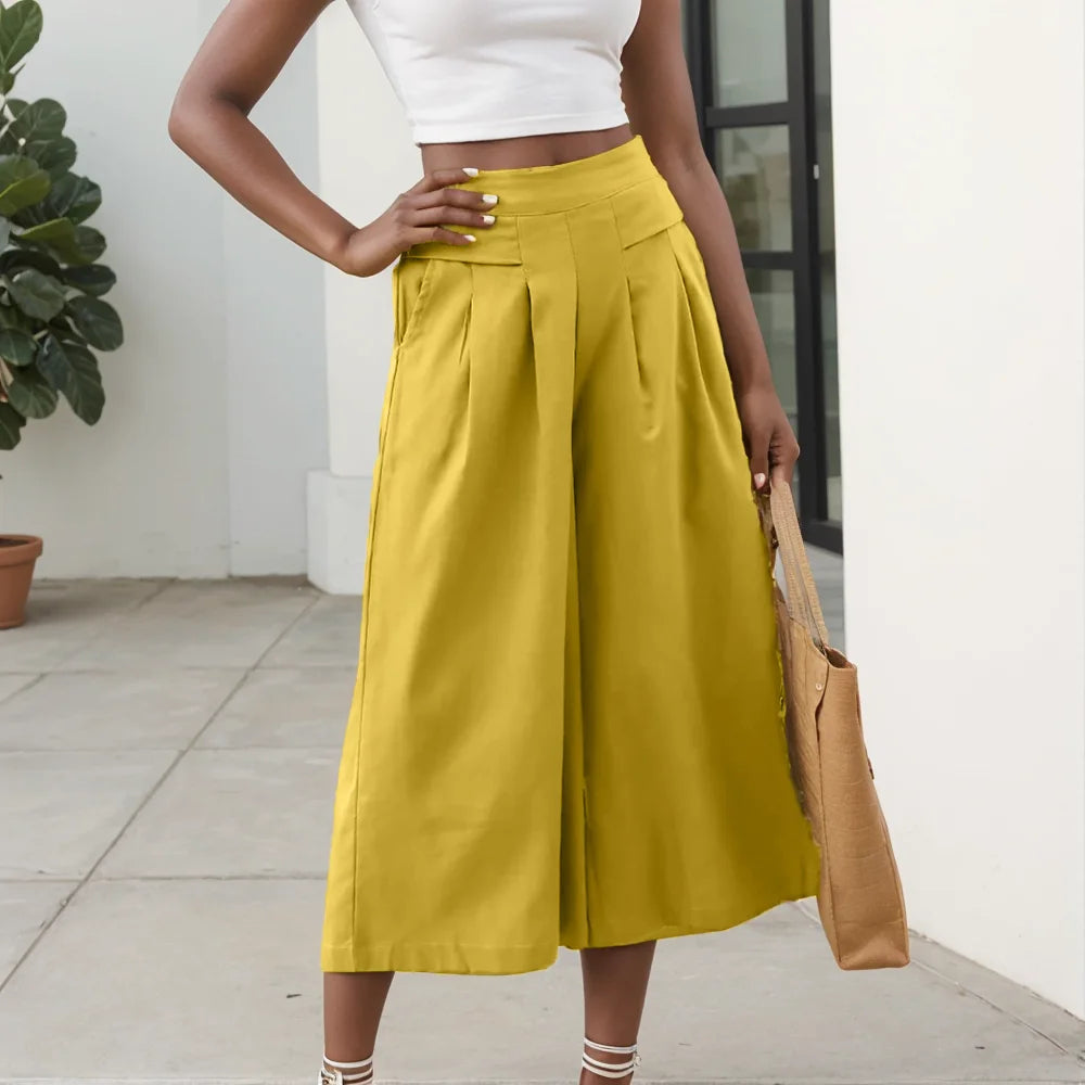 Female Summer Pants for Women Cotton Linen Plus Size Wide Leg Pants Solid Elegant Fashion Daily Elastic Pant