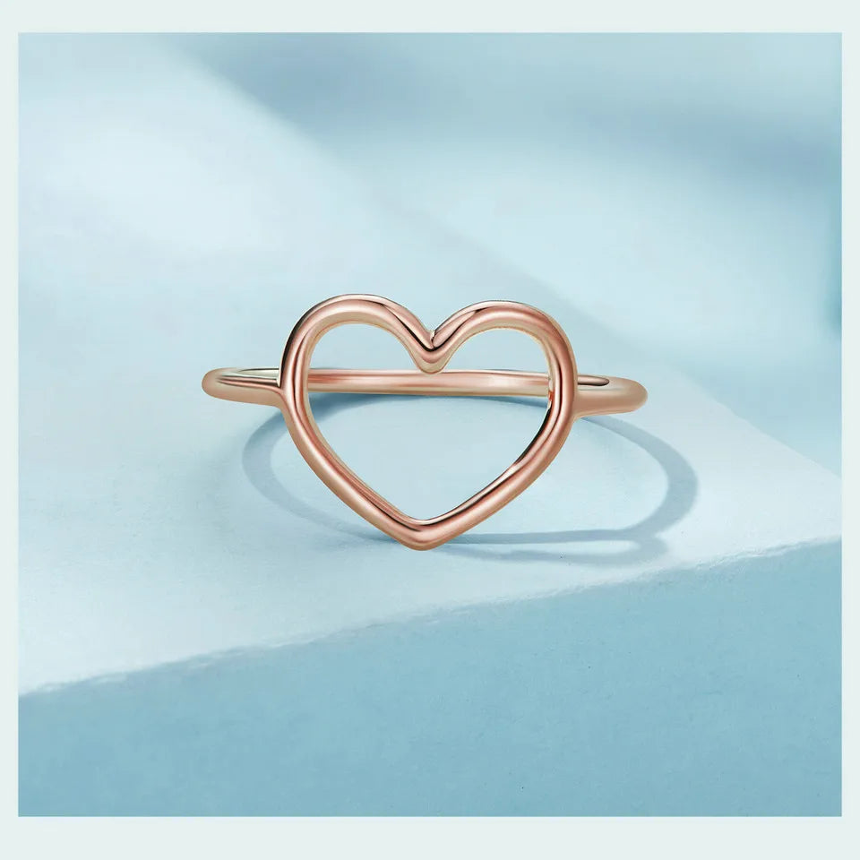 925 Sterling Silver Minimalist Heart Finger Rings for Women