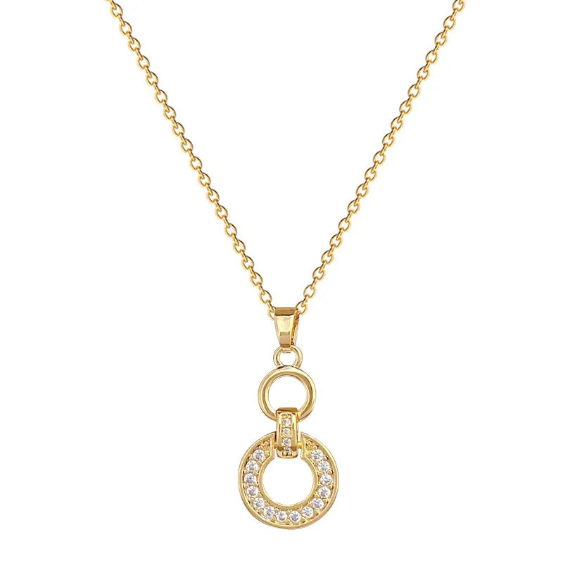 Fashionable Double-ring 8-character Light Luxury style Necklace, Exquisite and Versatile Clavicle Chain Jewelry Set