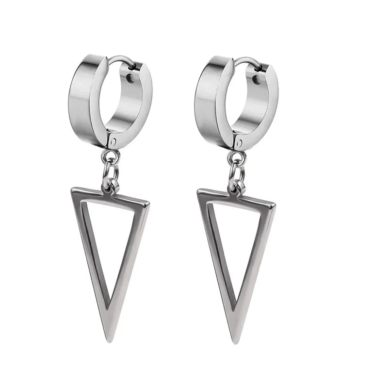 1 Pair Unisex Punk Drop Earrings, Stainless Steel Geometric Triangle Spike Cone Earring