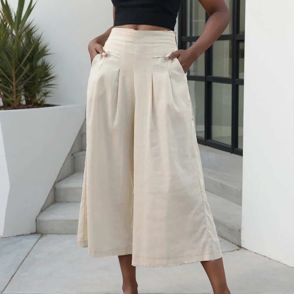 Female Summer Pants for Women Cotton Linen Plus Size Wide Leg Pants Solid Elegant Fashion Daily Elastic Pant