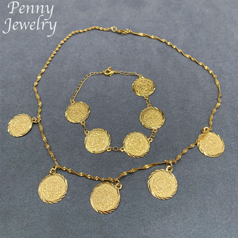 Fashion Jewelry Set for Women Necklace Earrings Bracelet Gold Plated Jewelry for Banquet Party/Wedding Gifts