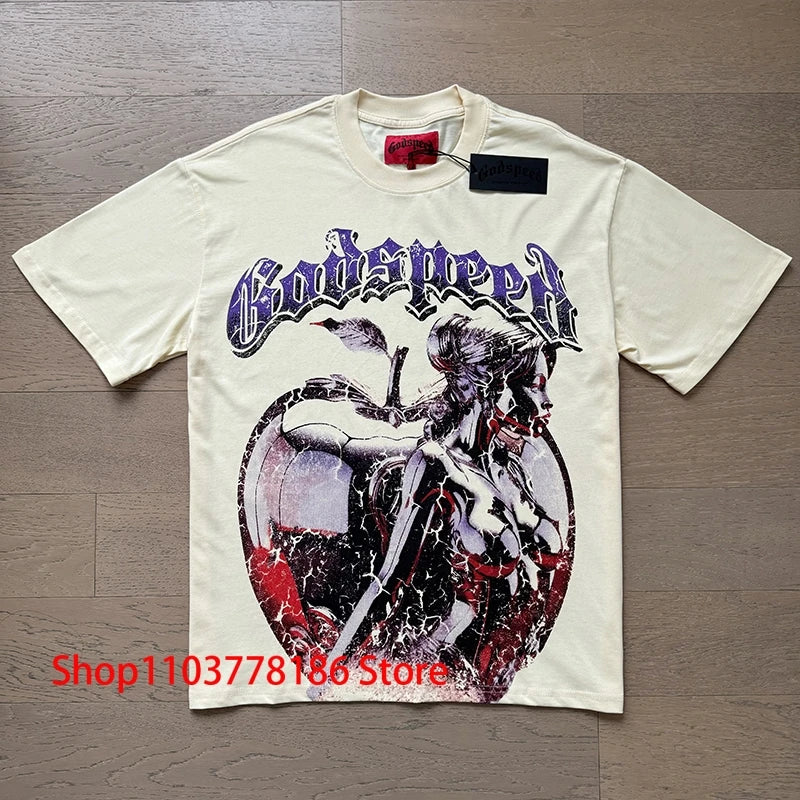 New GOD SPEED T-shirt Pop Fashion Print Streetwear Crewneck