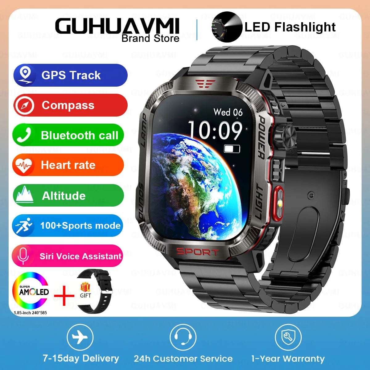 2024 New GPS Outdoor Professional Sports Smart Watch Men Women Heart Rate BT Call 3ATM Waterproof Swimming Fitness Smartwatches