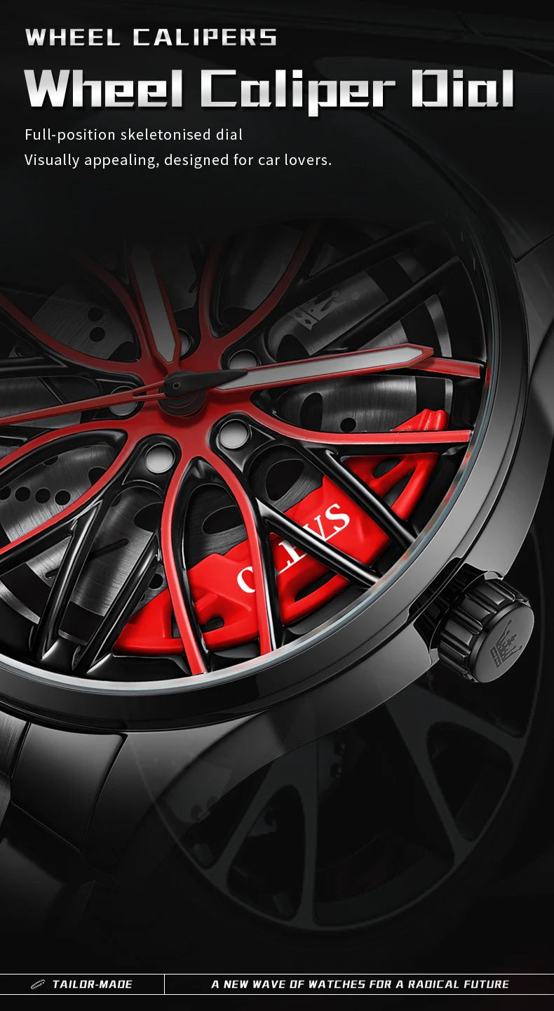 OLEVS Men Watches Waterproof Rotary Sport Car Rim Man Luxury Watch High Quality Fashion Stainless Steel Quartz
