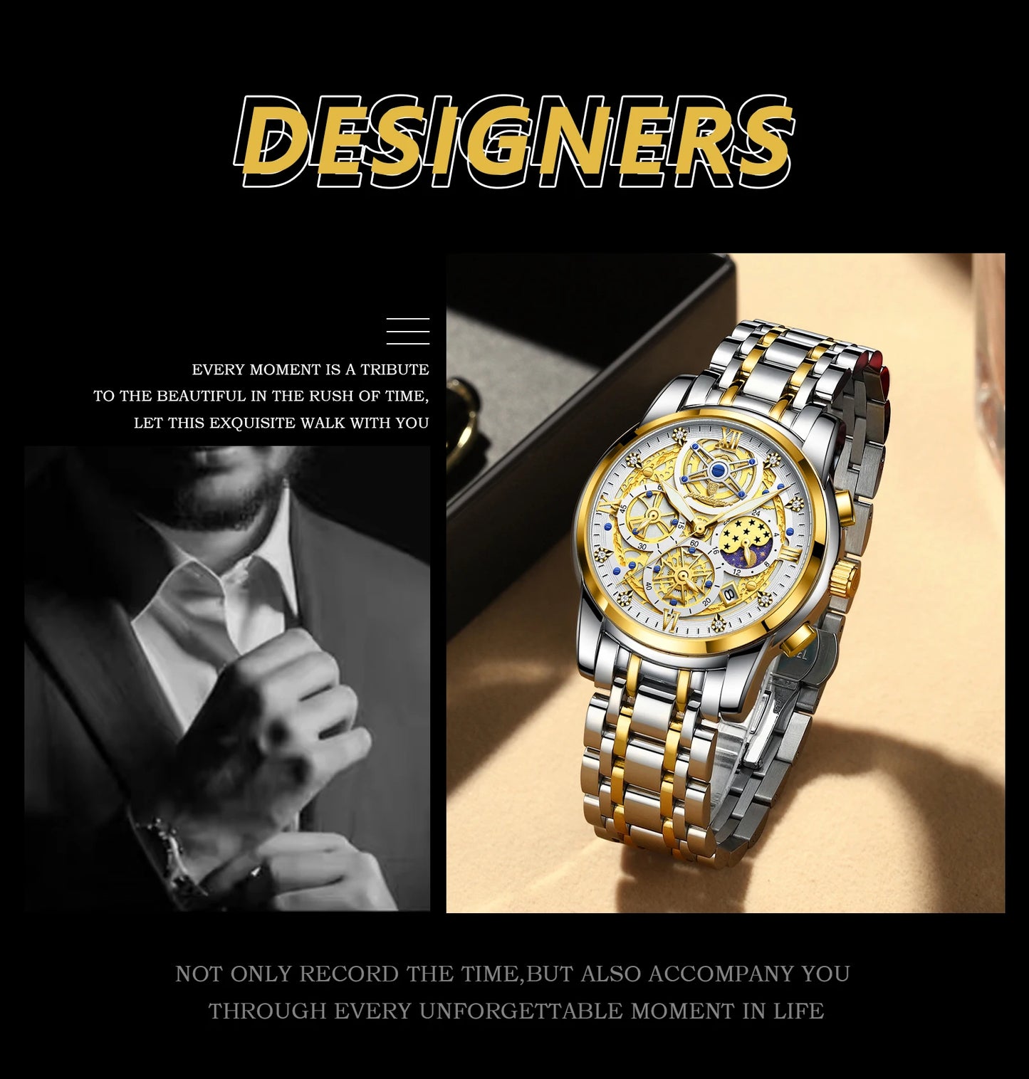 Fashion Men Watch Waterproof Luminous Date Man Wristwatch Stainless Steel Chronograph Quartz Men's Watches