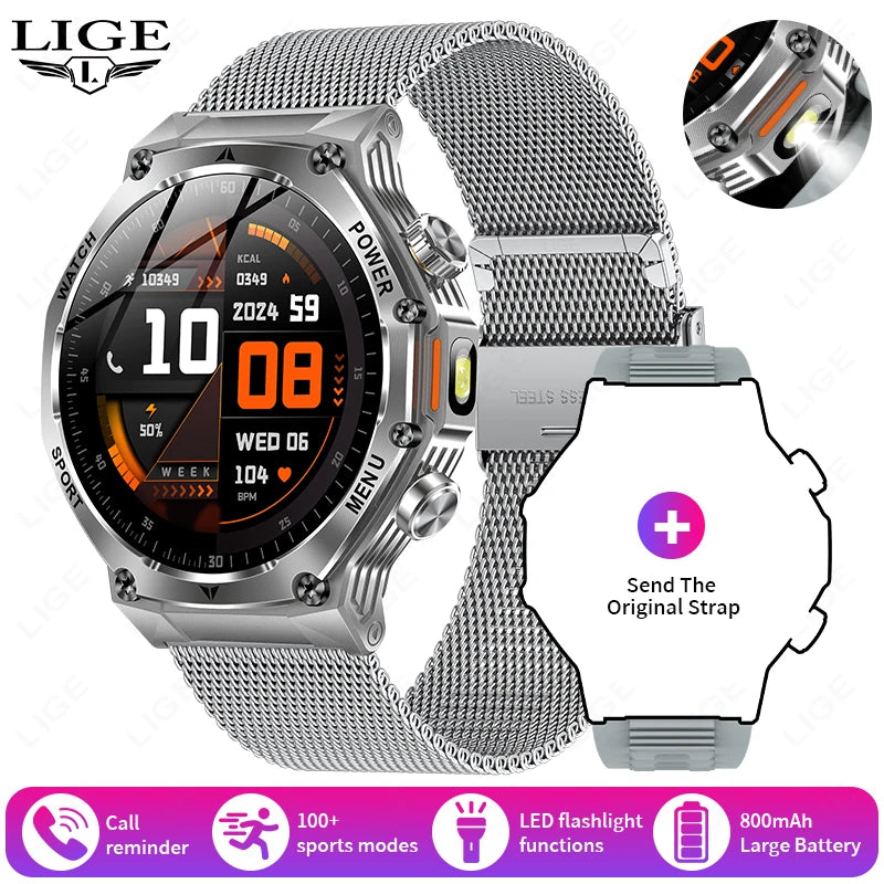 Smart Watch Men 800mAh Ultra Long Battery Life Waterproof Outdoor Sport Watches Bluetooth Call Military Smartwatch 2025